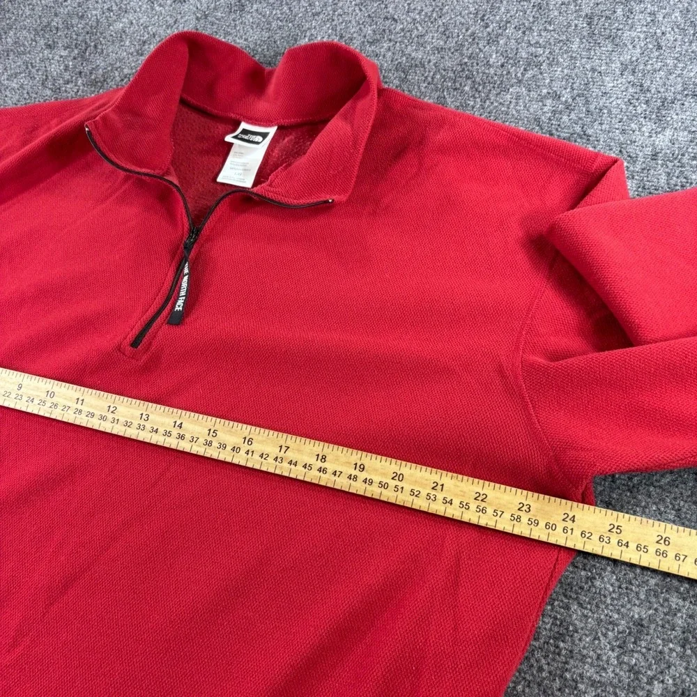 The North Face Quarter Zip Fleece Mens L Red Textured Pullover Hiking Gorpcore